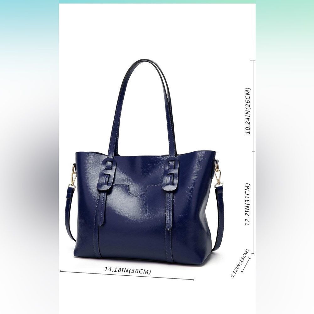 NWT Sapphire Blue Real Leather Tote